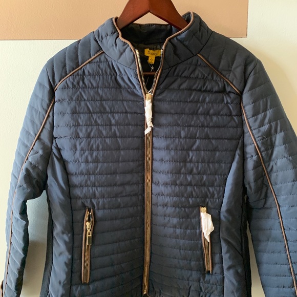 Navy Zip-Up Puffer Coat - Picture 2 of 3
